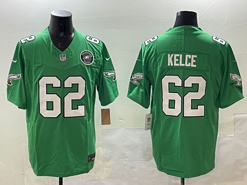 Men Philadelphia Eagles #62 Kelce Green three generations 2025 Nike Vapor Limited NFL Jersey style 23->philadelphia eagles->NFL Jersey